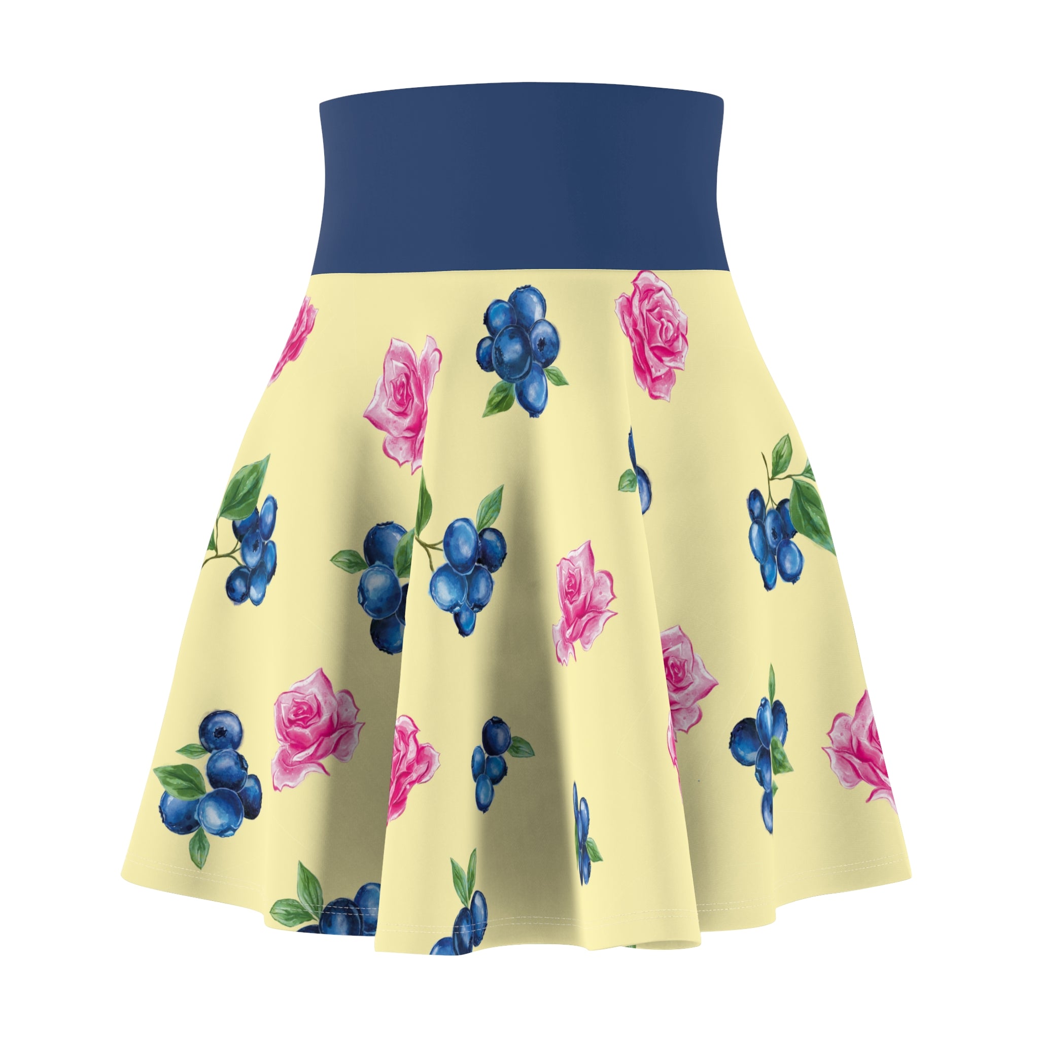 Image of Blueberry & Pink Rose Skater Skirt