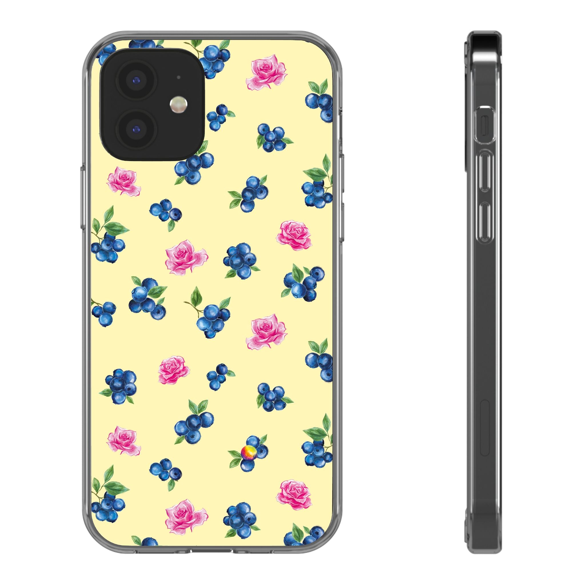 Image of Blueberry Rose Clear Phone Case | Floral iPhone Case | Transparent Floral Case