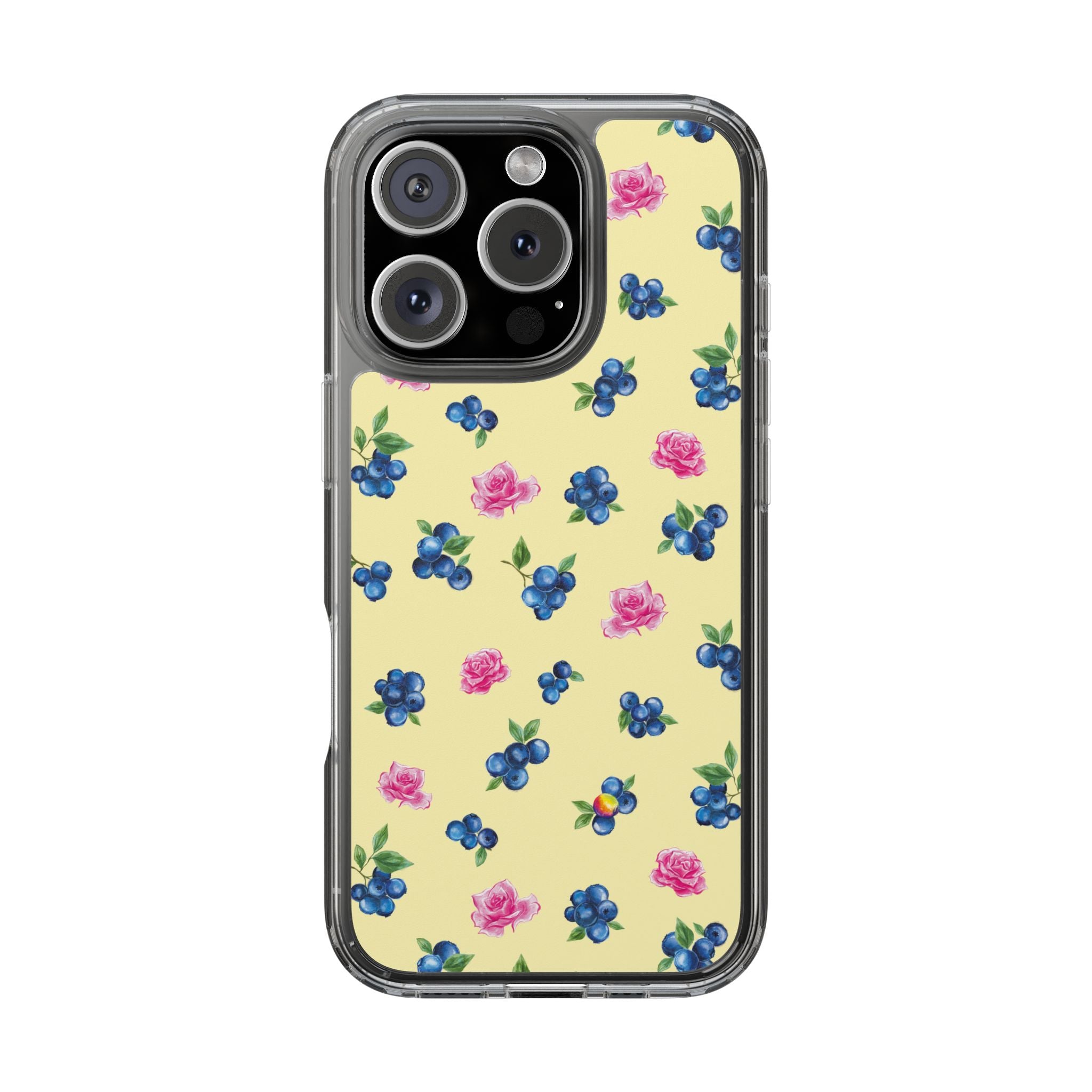 Image of Blueberry Rose Clear Phone Case | Floral iPhone Case | Transparent Floral Case