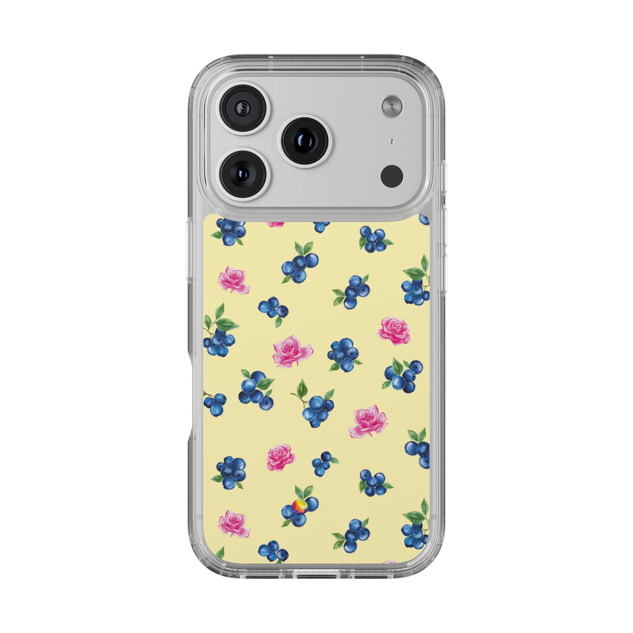 Image of Blueberry Rose Clear Phone Case | Floral iPhone Case | Transparent Floral Case