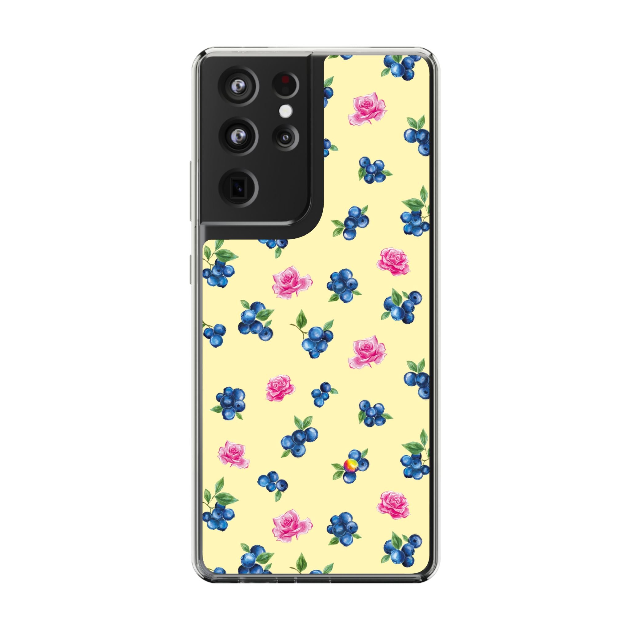 Image of Blueberry Rose Clear Phone Case | Floral iPhone Case | Transparent Floral Case