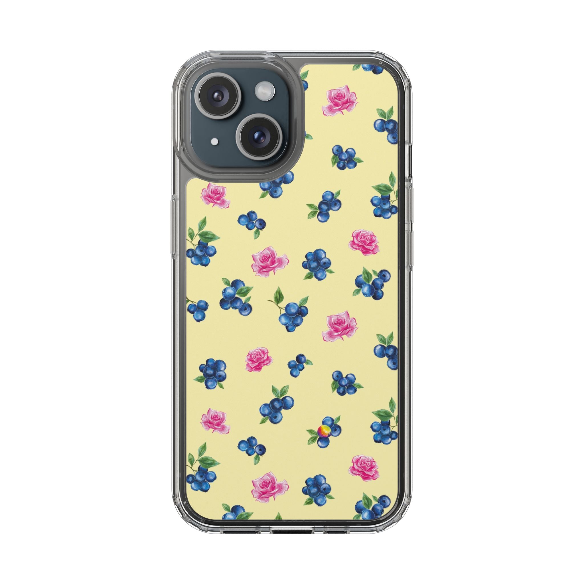 Image of Blueberry Rose Clear Phone Case | Floral iPhone Case | Transparent Floral Case