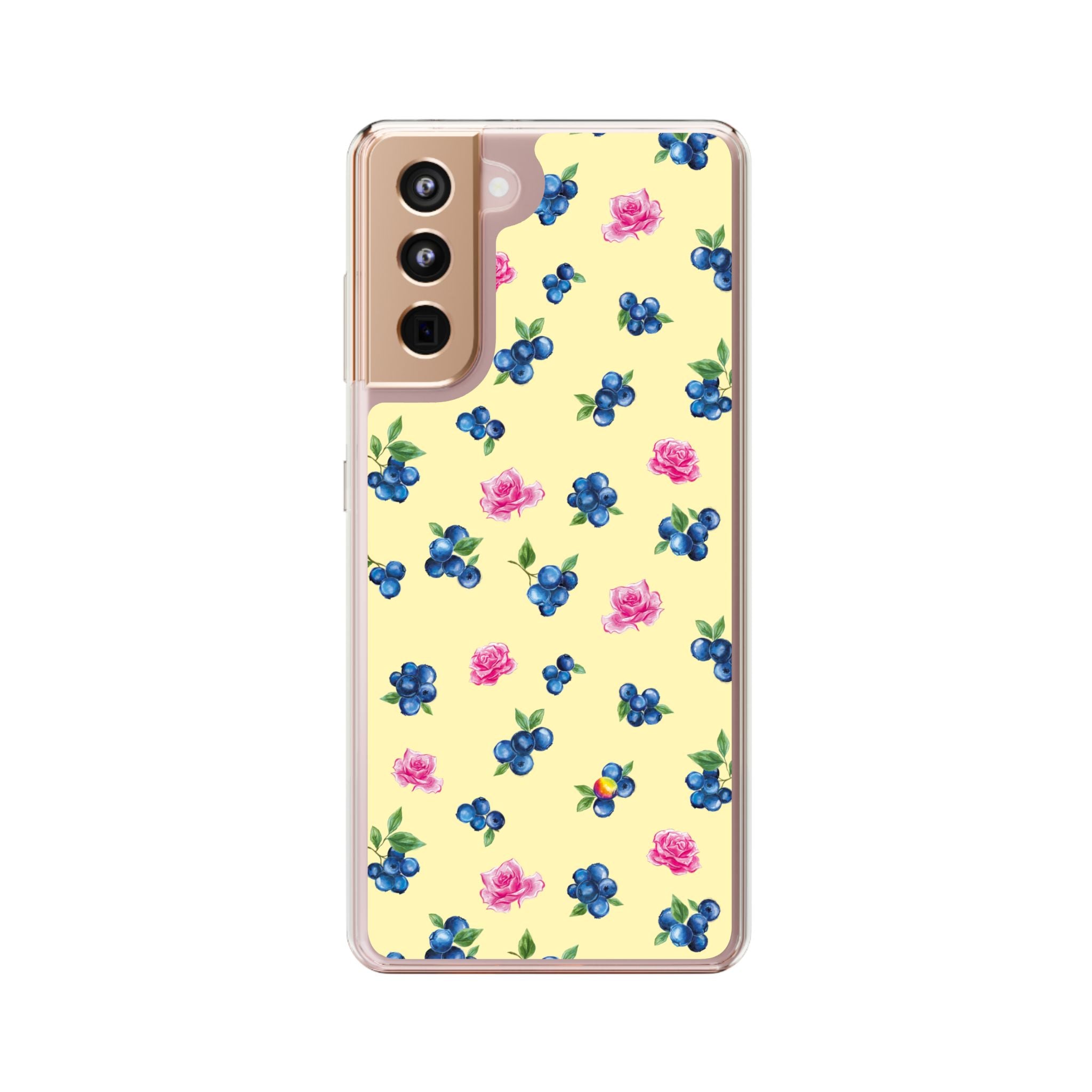Image of Blueberry Rose Clear Phone Case | Floral iPhone Case | Transparent Floral Case