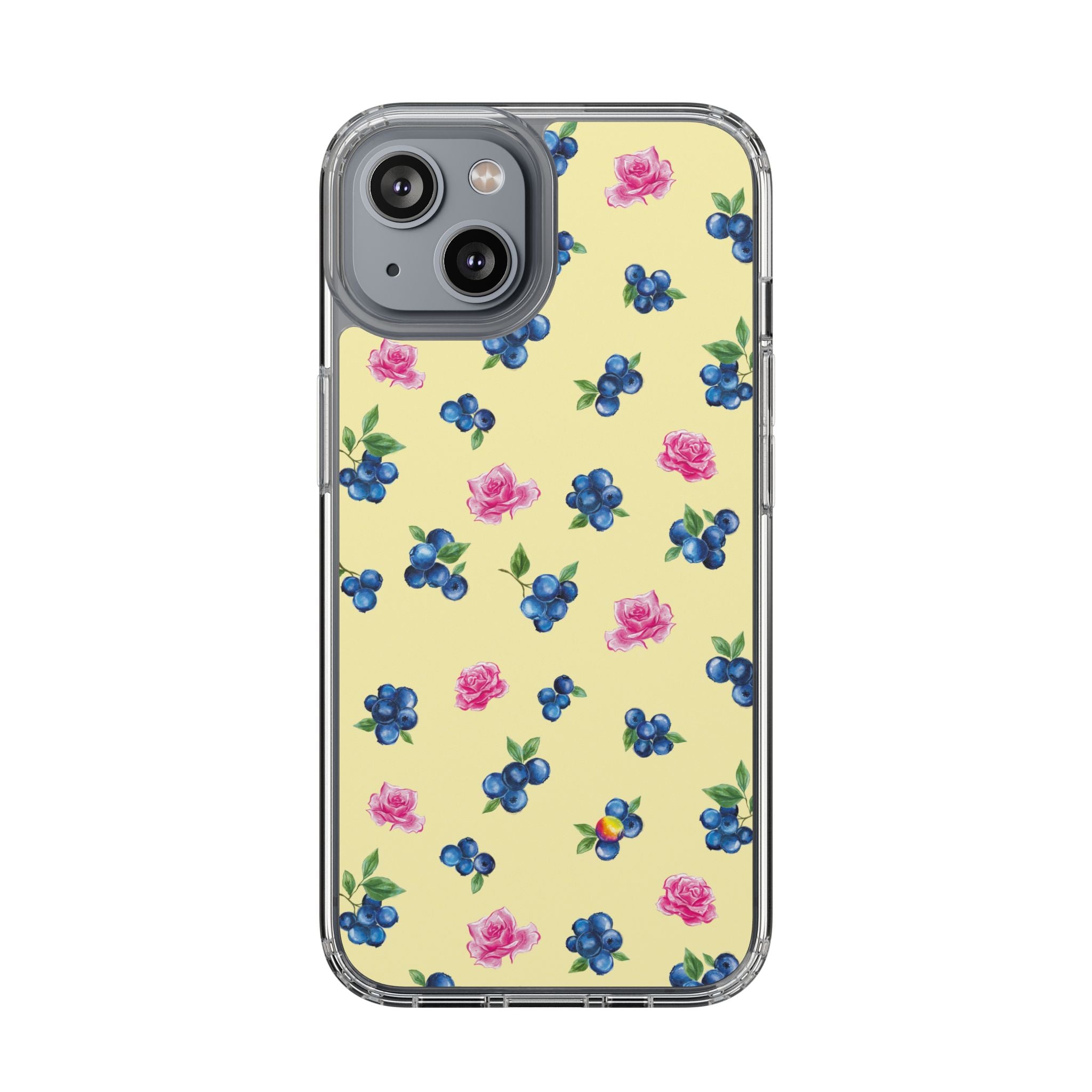 Image of Blueberry Rose Clear Phone Case | Floral iPhone Case | Transparent Floral Case