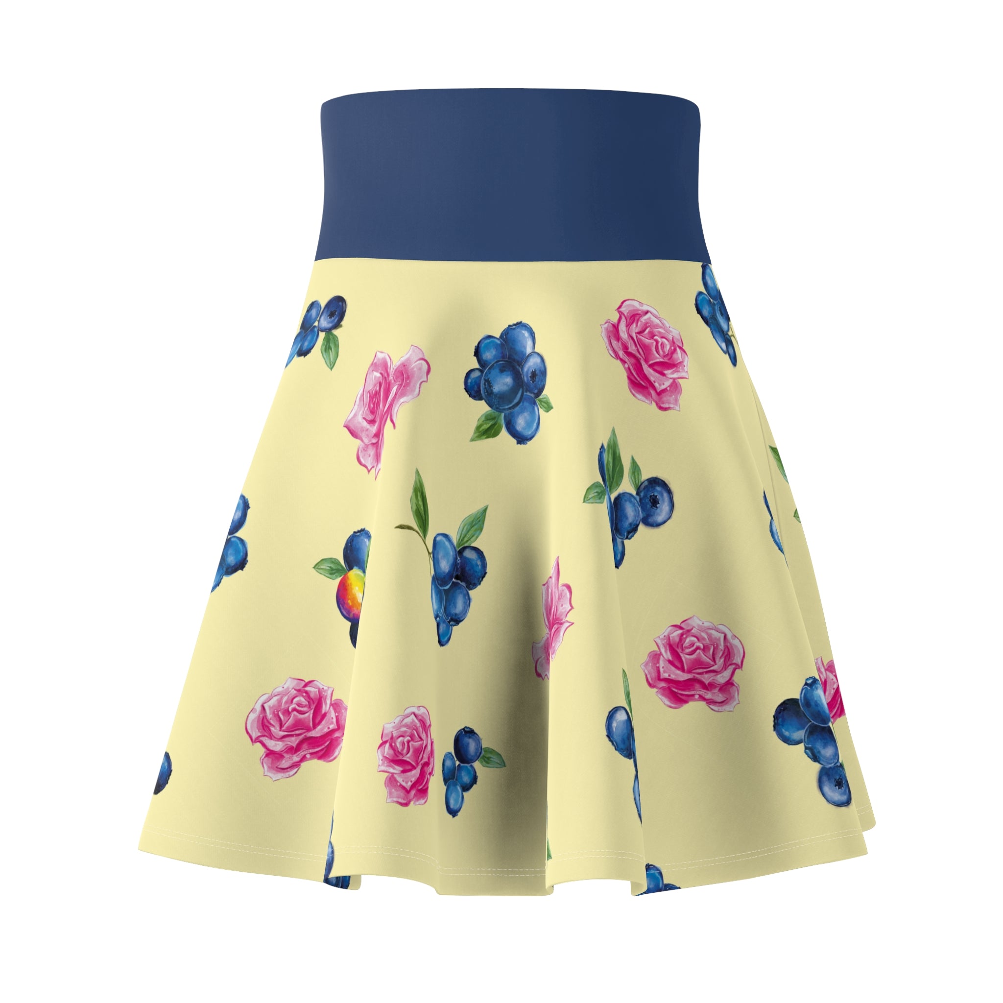 Image of Blueberry & Pink Rose Skater Skirt