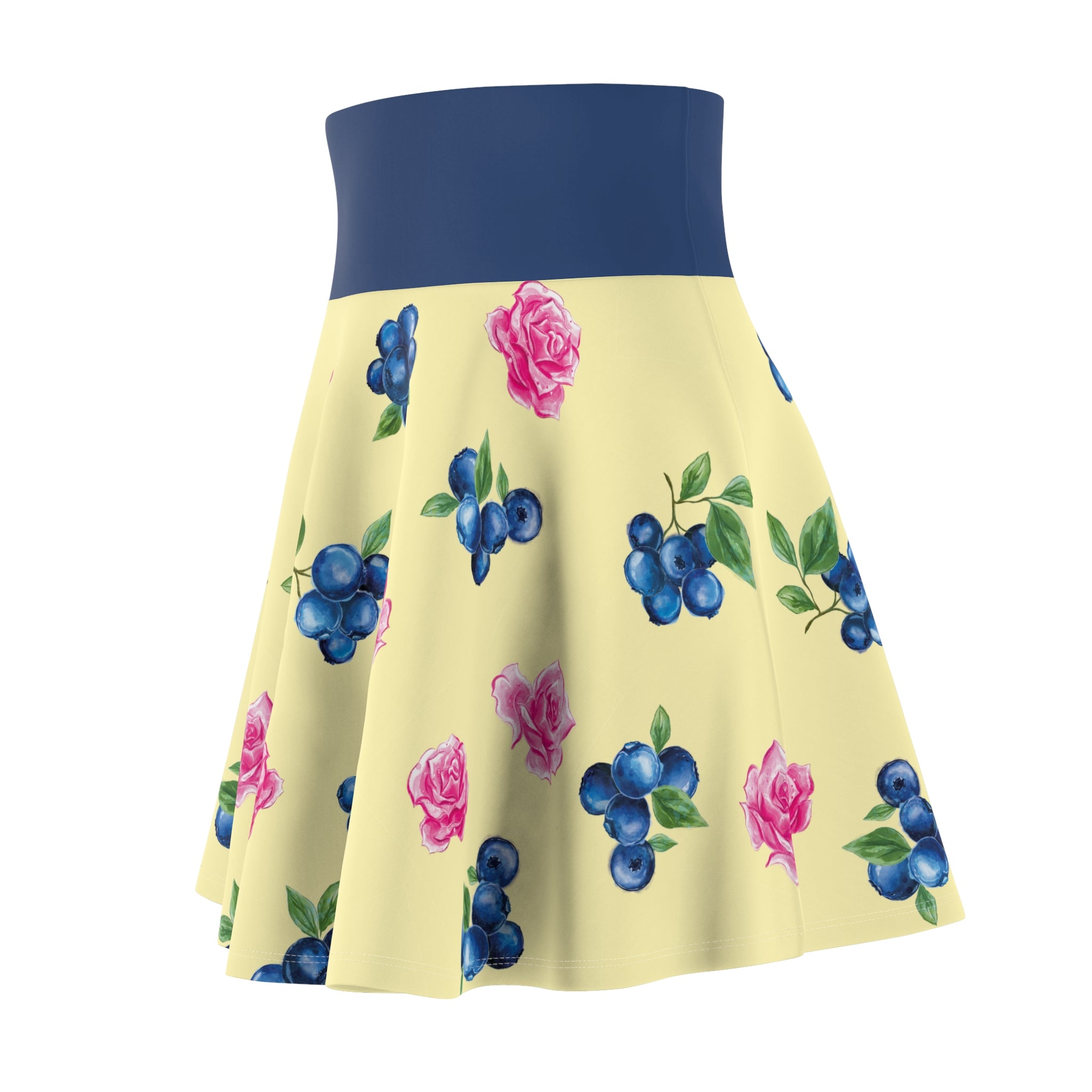 Image of Blueberry & Pink Rose Skater Skirt