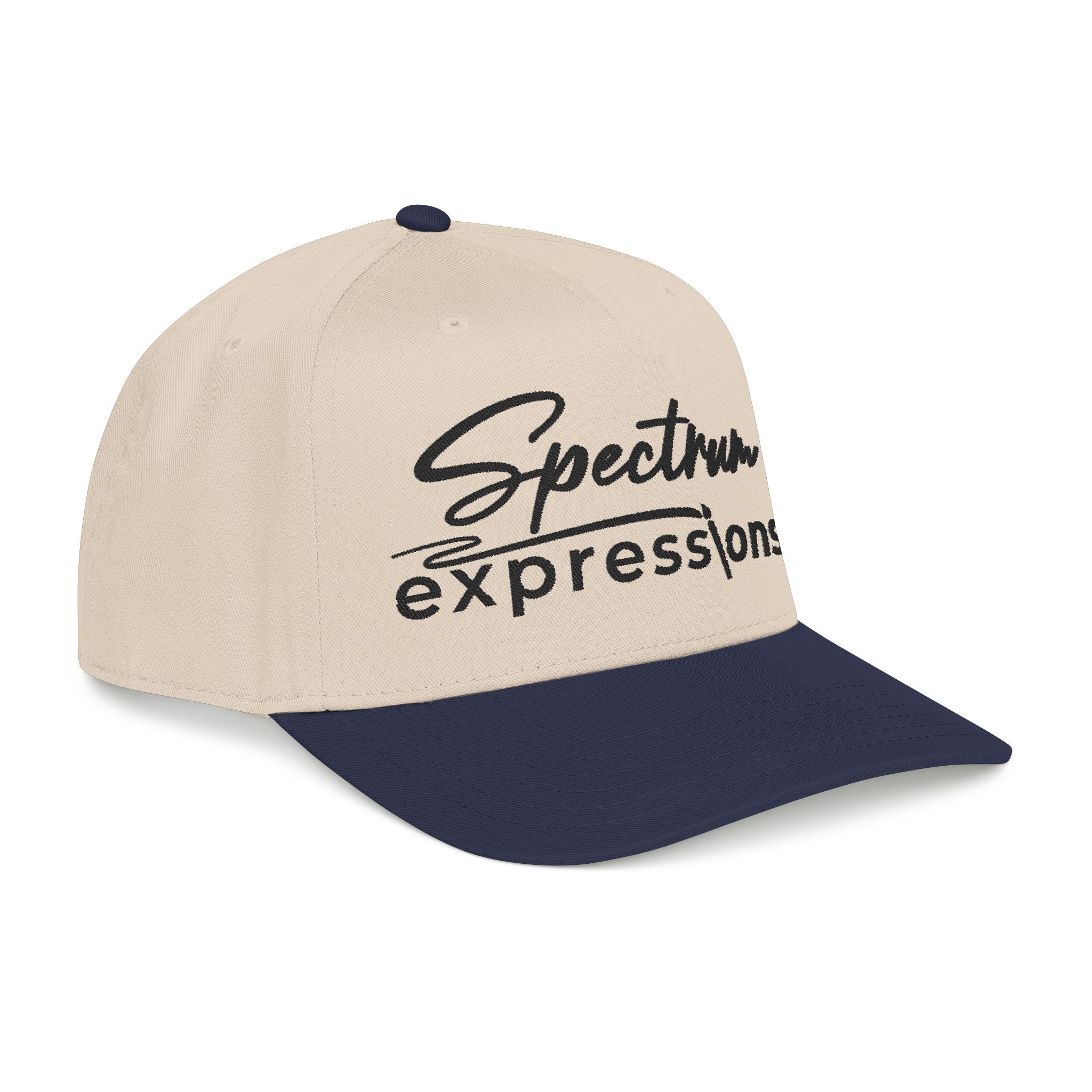 Image of Beige and navy cap with 'Fore & Fade' text on a white background