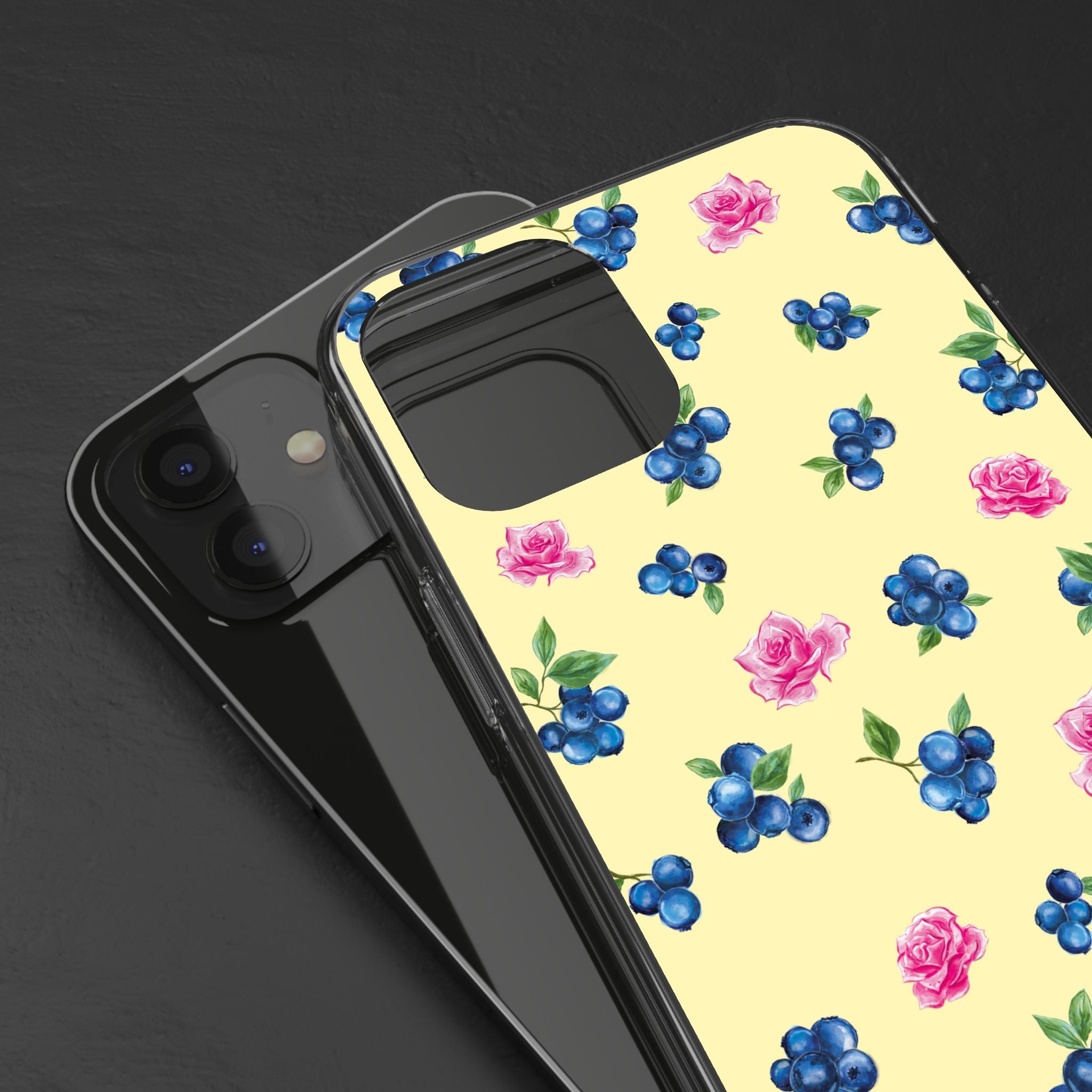 Image of Blueberry Rose Clear Phone Case | Floral iPhone Case | Transparent Floral Case