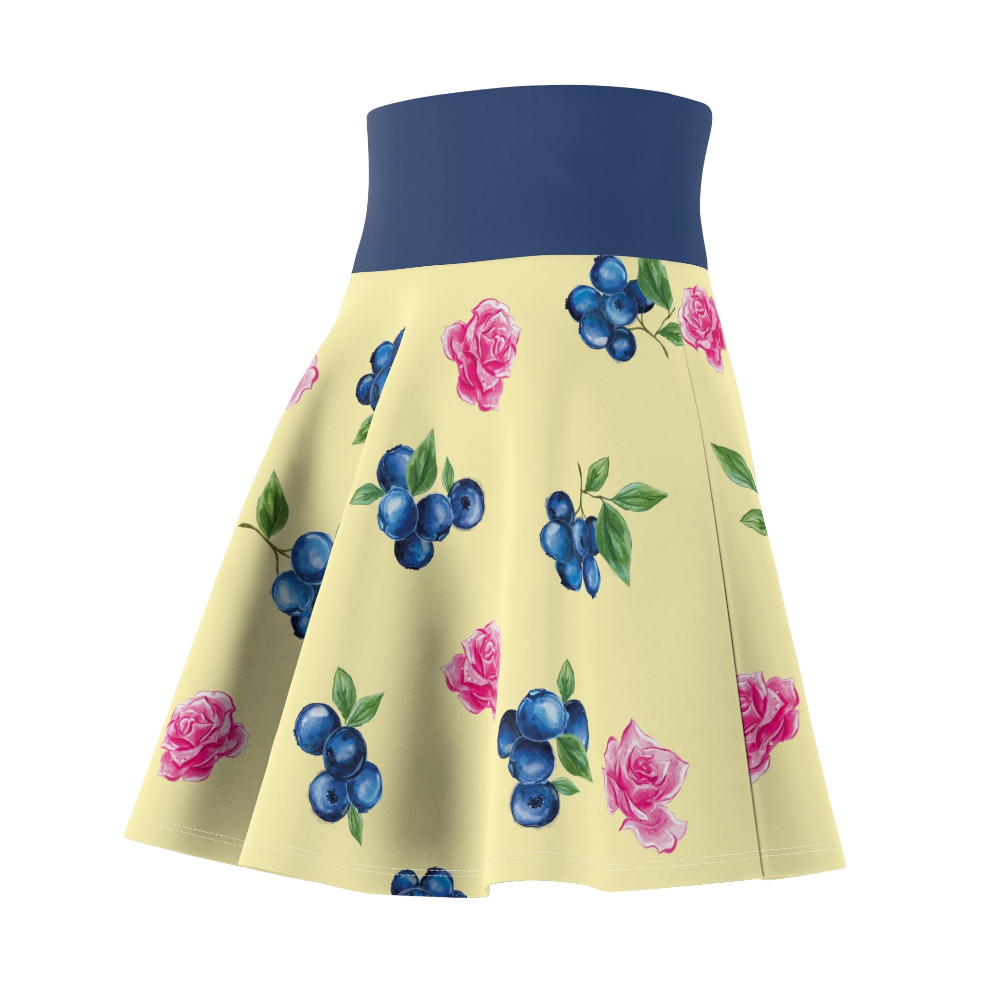 Image of Blueberry & Pink Rose Skater Skirt